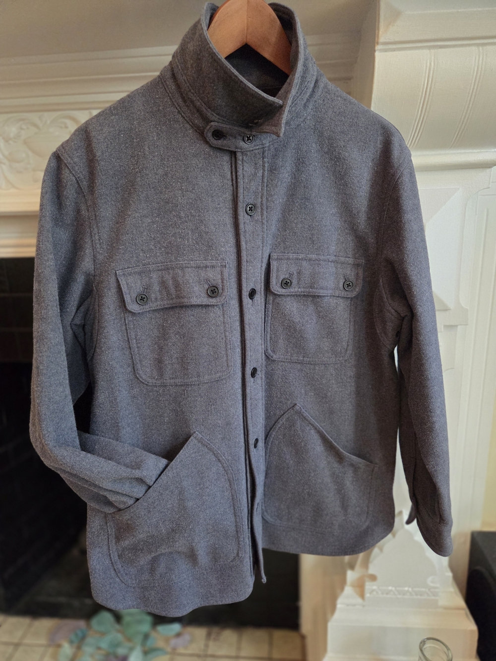 Woolrich Chamois shacket - Fleece Lined - Heathered Slate Blue/Grey M Men's